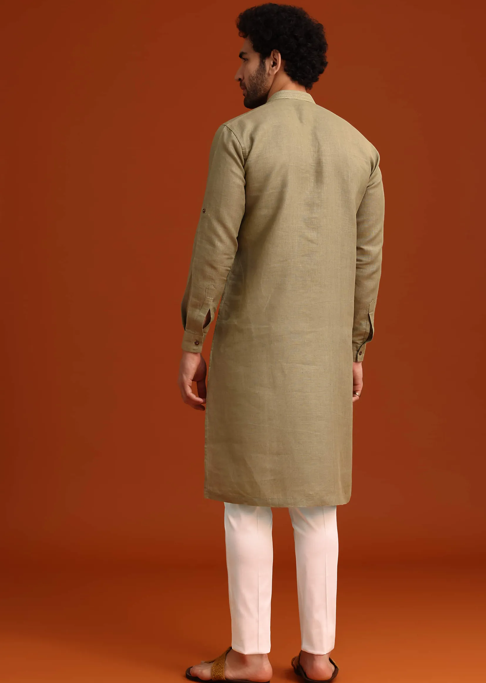 Pista Green Hand Work Kurta And Pant Set