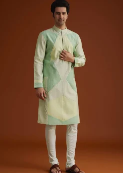 Pista Green Kurta Set In Contemporary Design