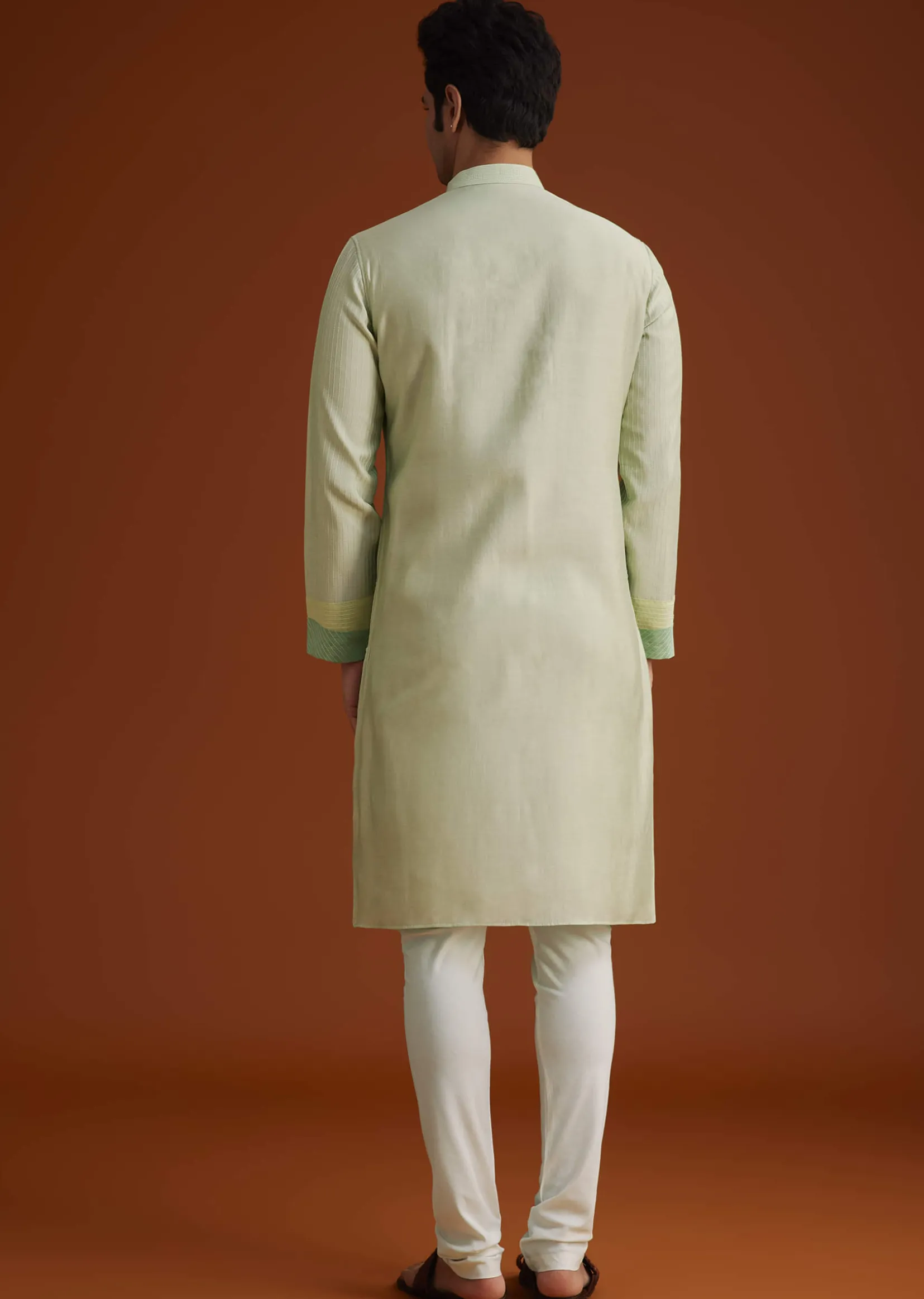 Pista Green Kurta Set In Contemporary Design