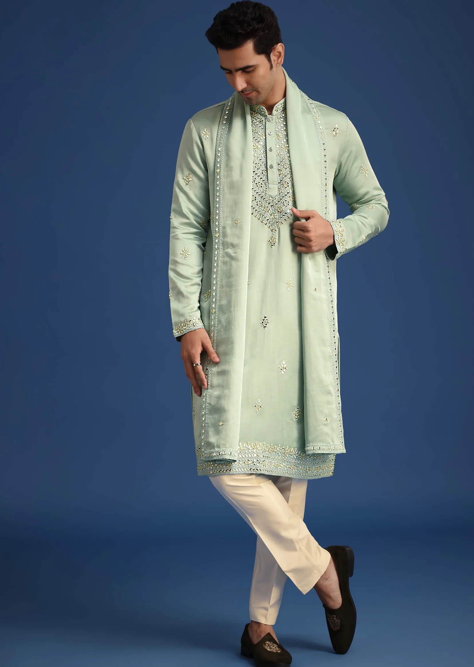 Pista Green Kurta Set With Dupatta
