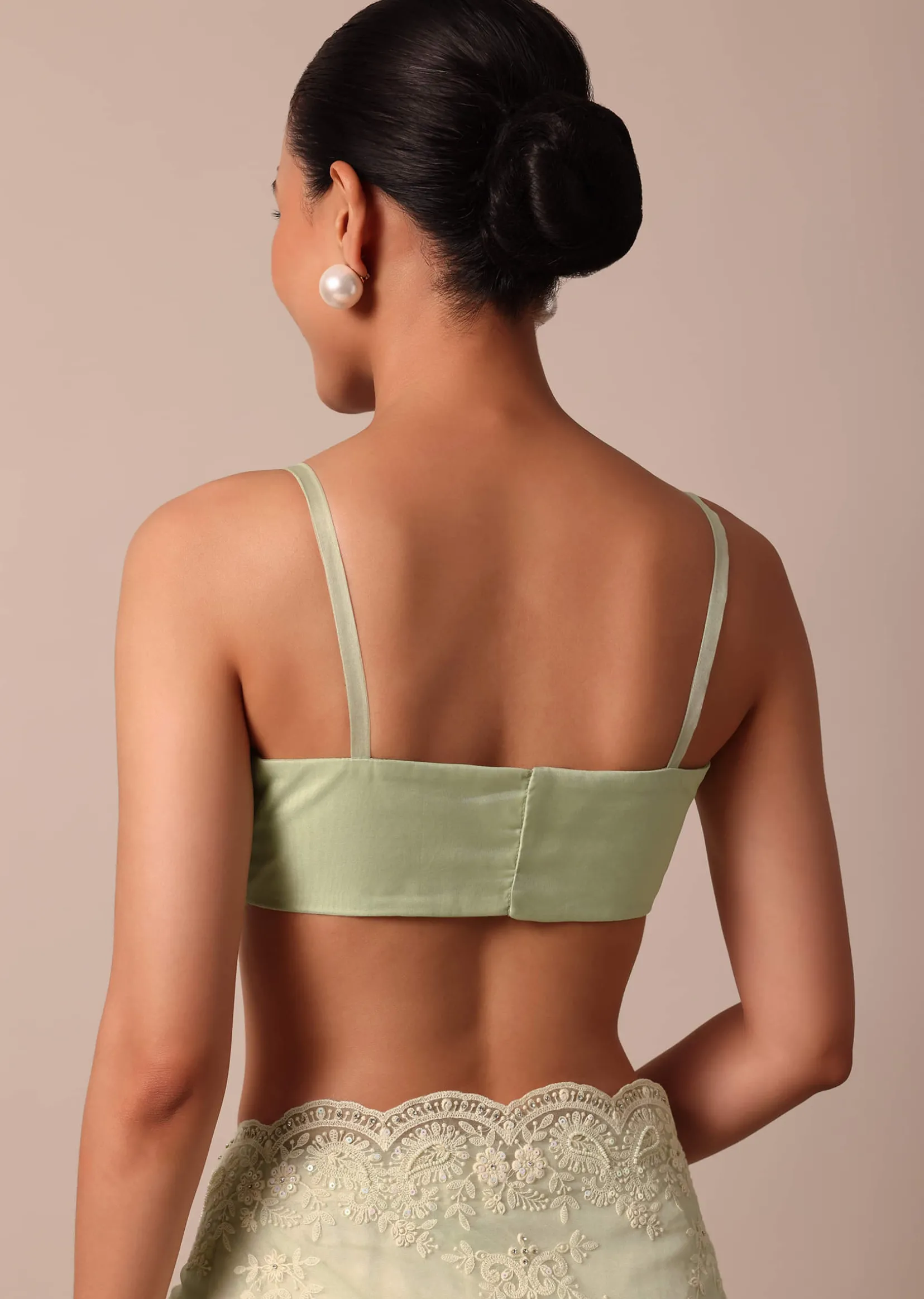 Pista Green Organza Silk Chikankari Saree With Floral Thread Jaal Work And Unstitched Blouse Fabric