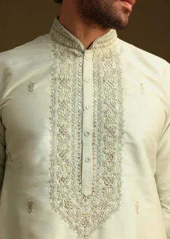 Pista Green Resham Work Kurta and Pant