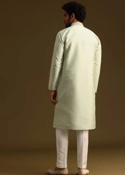 Pista Green Resham Work Kurta and Pant