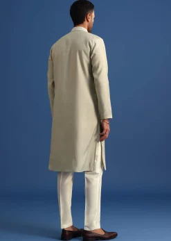 Pista Green Silk Hand Embroidered Kurta Set