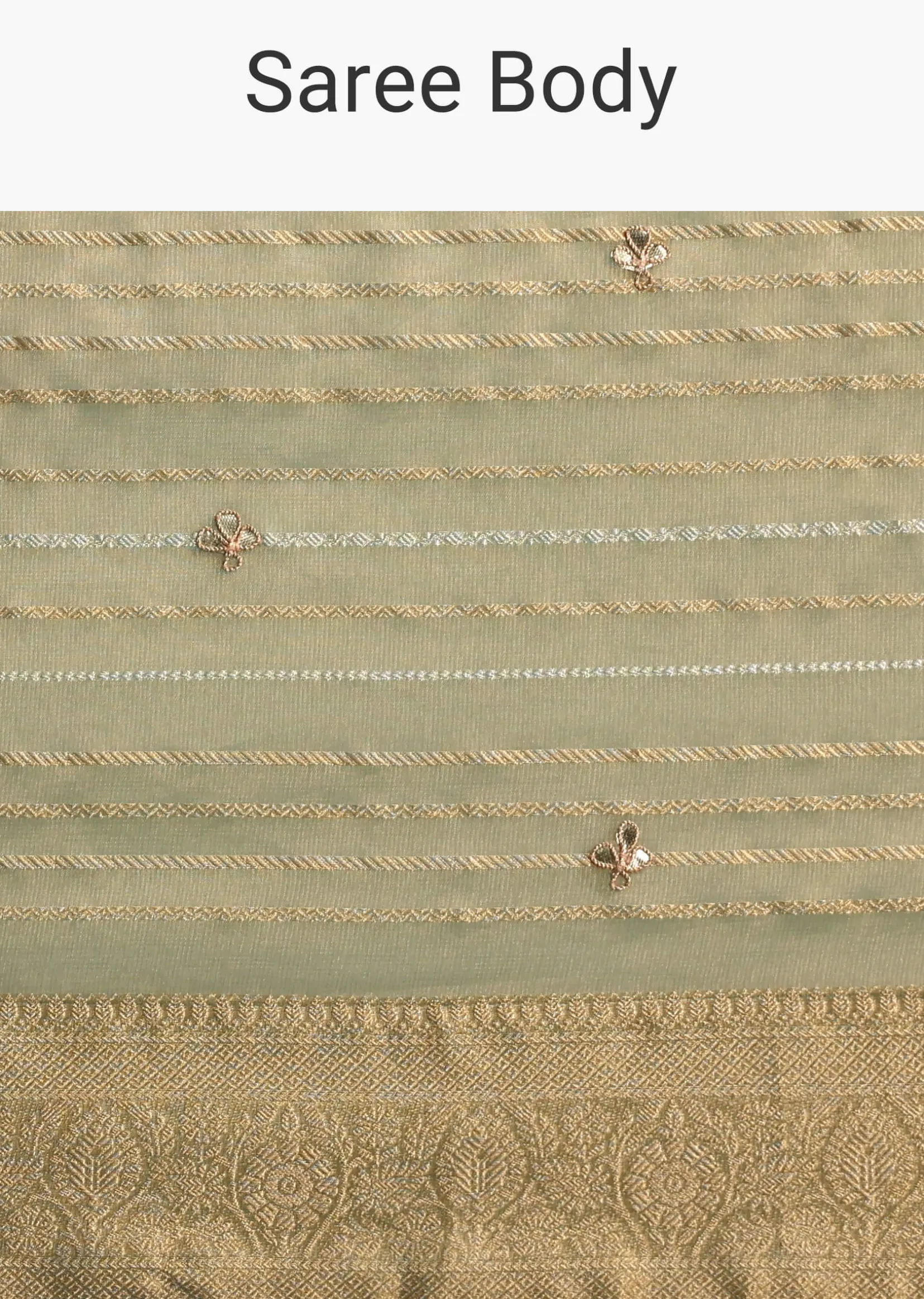 Pista Green Tissue Saree With Gota Patti And Zari Work And Lehriya Blouse