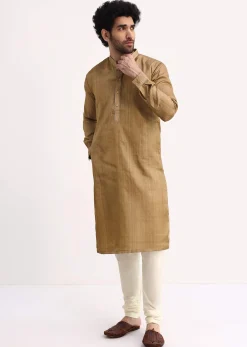 Plain Brown Kurta And Pyjama Set