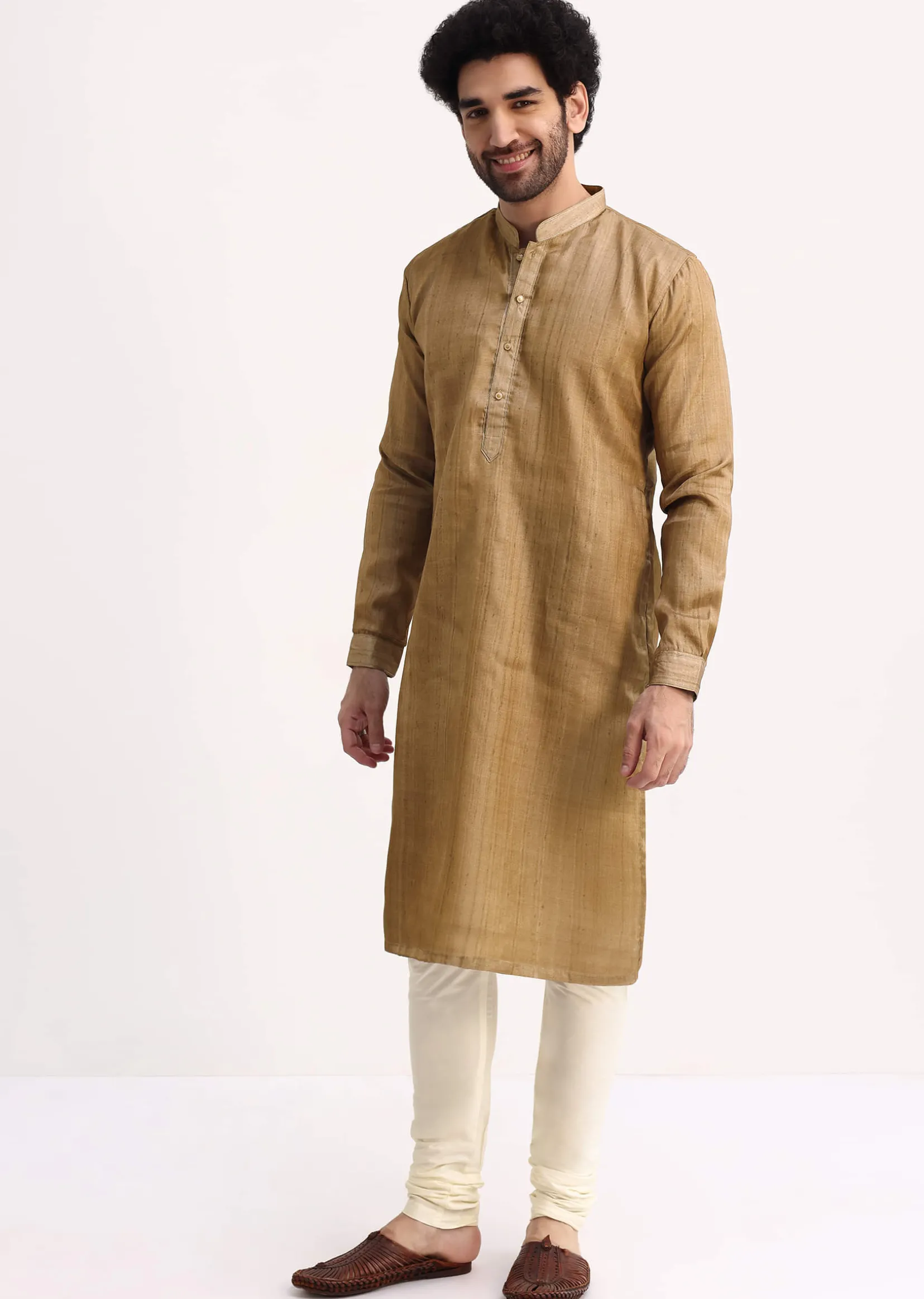 Plain Brown Kurta And Pyjama Set
