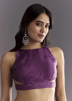 Plum Purple Shaded Organza Saree With Cutdana And Sequin Embroidery