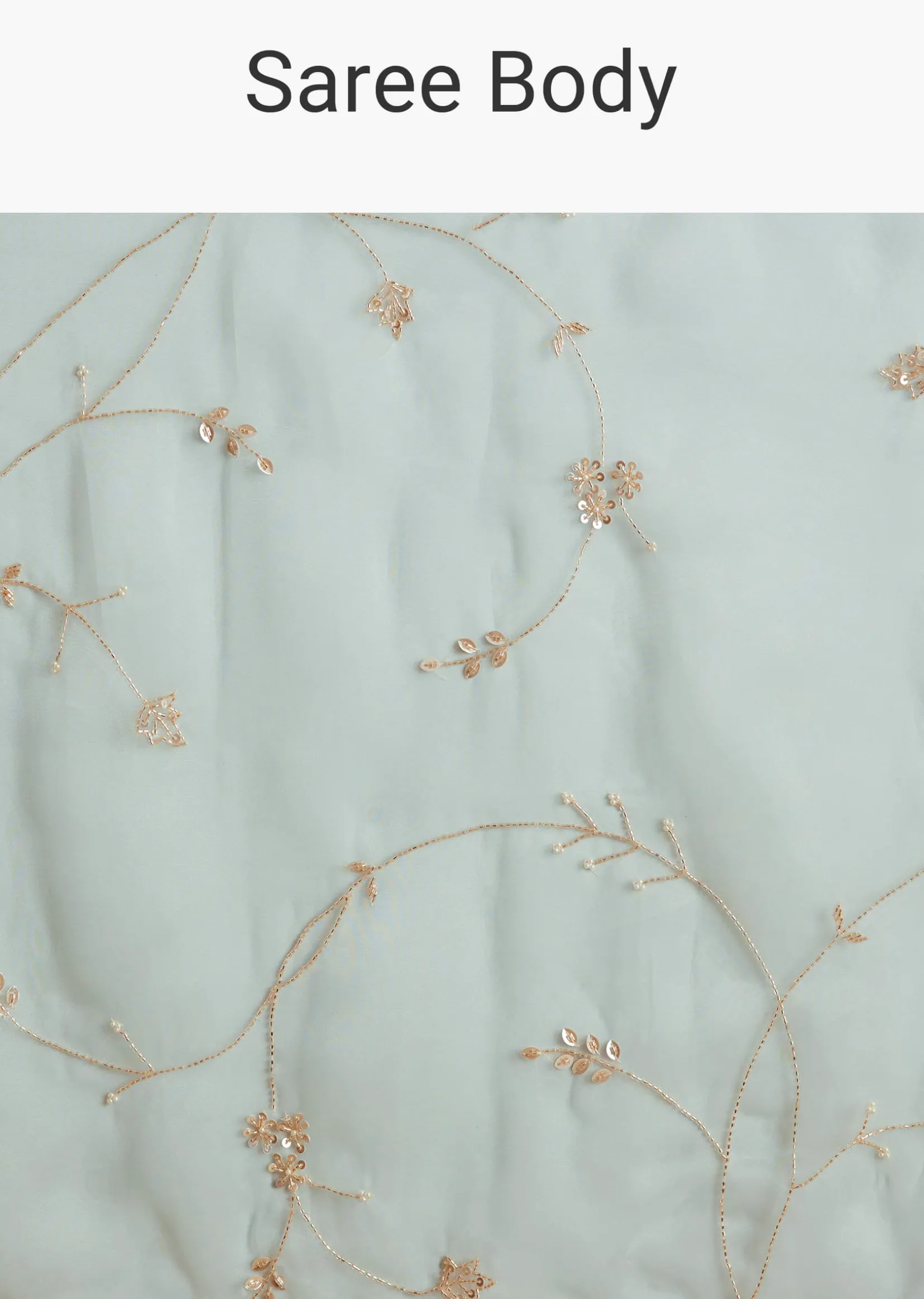 Powder Blue Tissue Embroidered Saree With Scallop Border