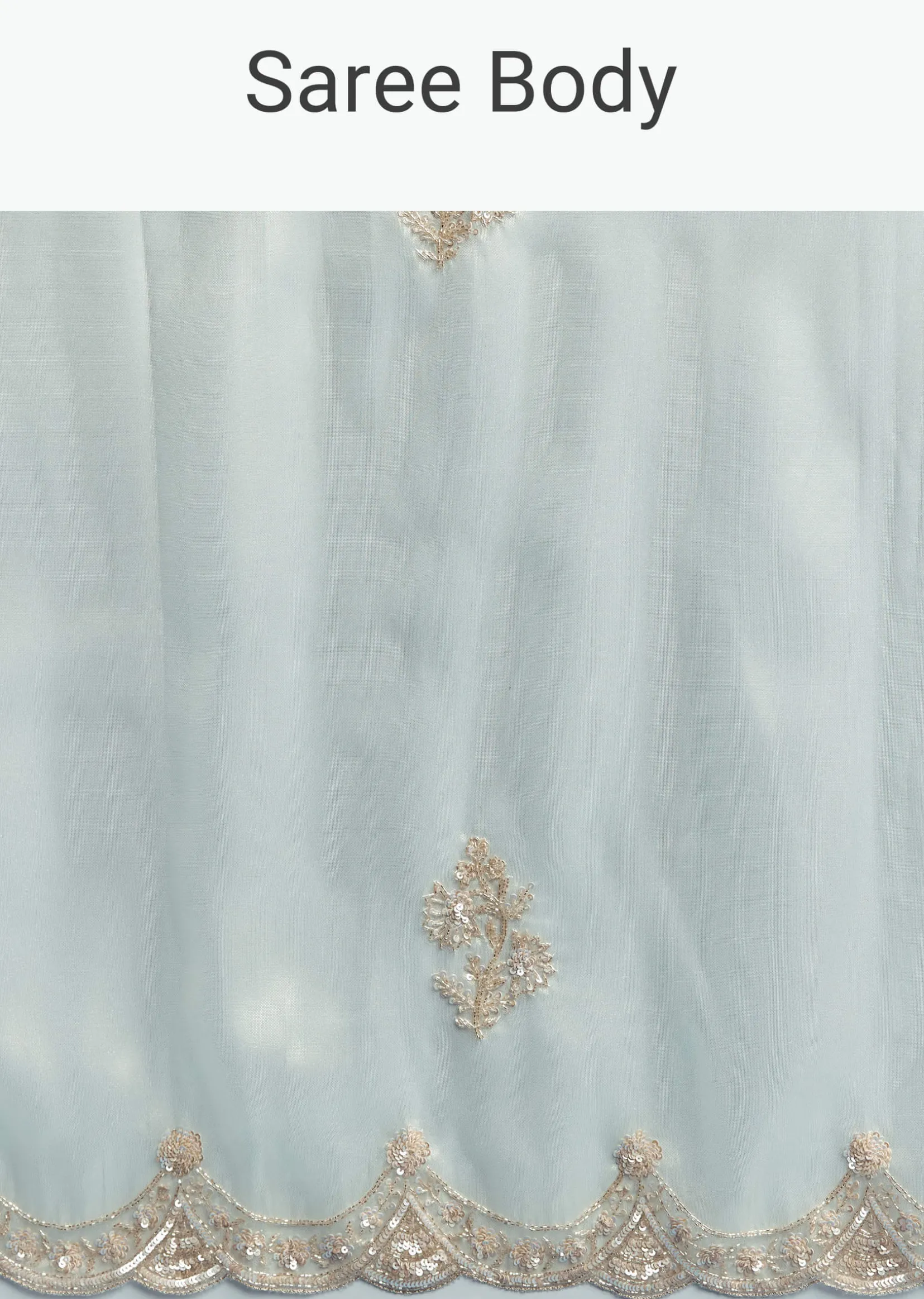 Powder Blue Tissue Saree With Cutdana Embroidery
