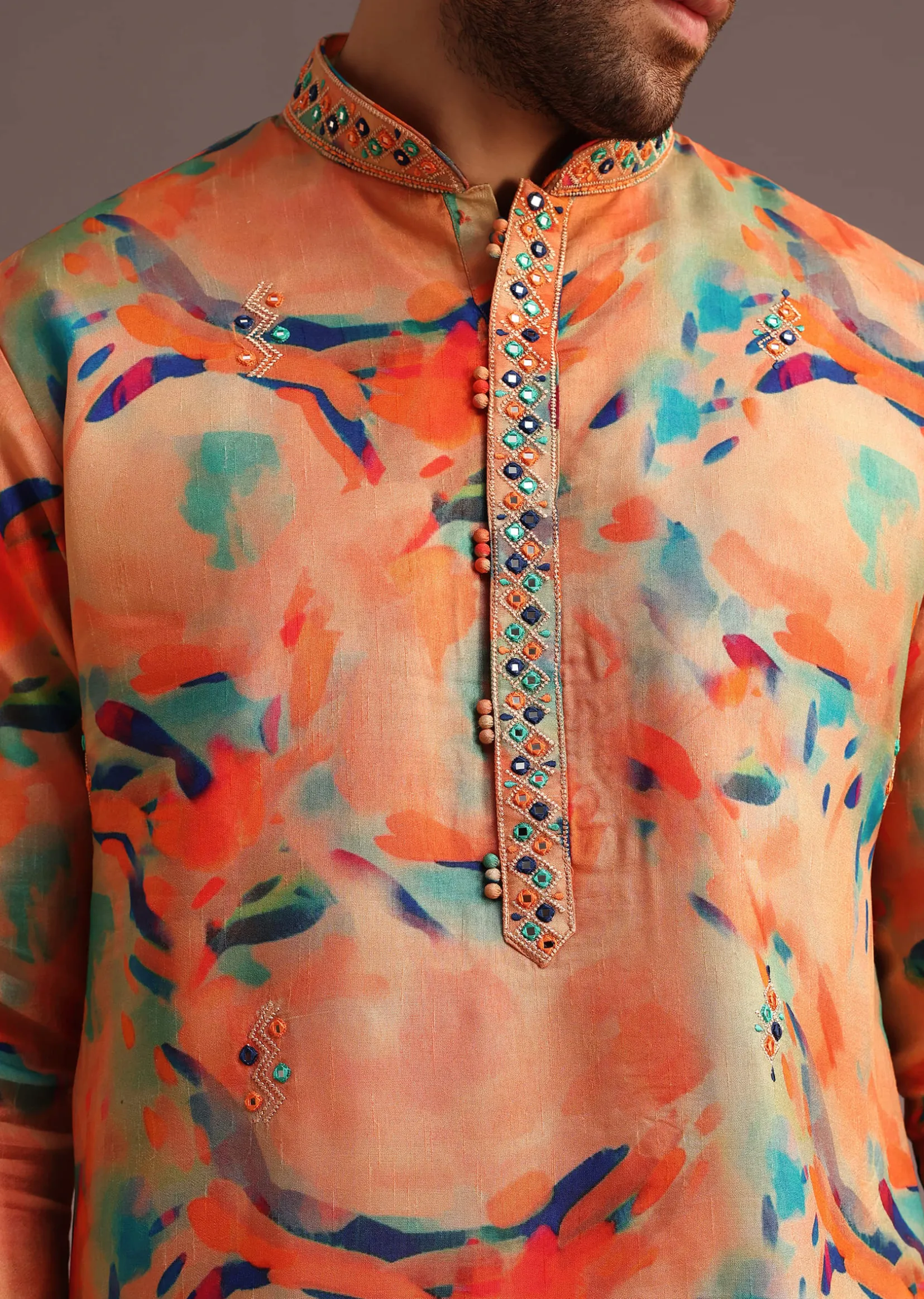 Print Multi Colour Abstract Print Kurta And Pant