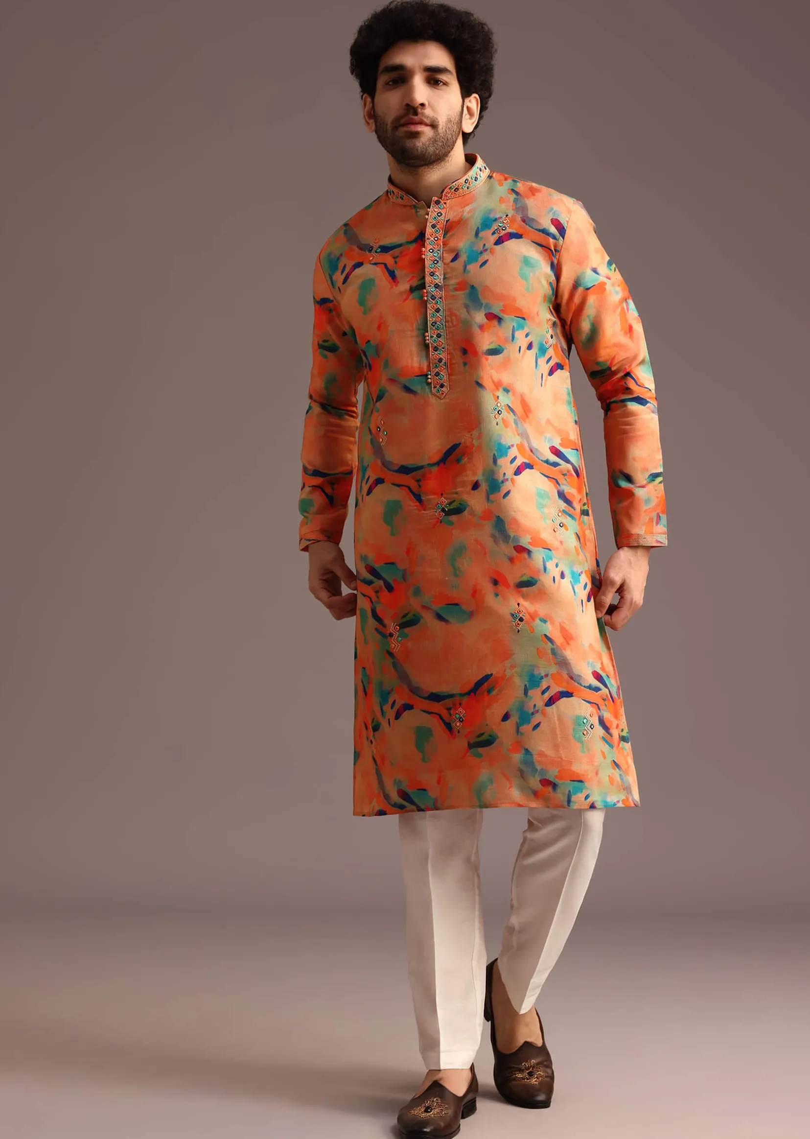 Print Multi Colour Abstract Print Kurta And Pant