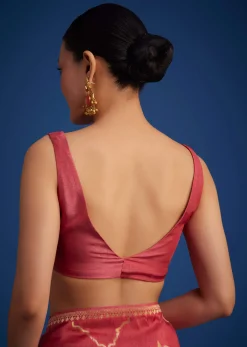 Punch Pink Silk Saree With Zari Accents On Pallu And Border