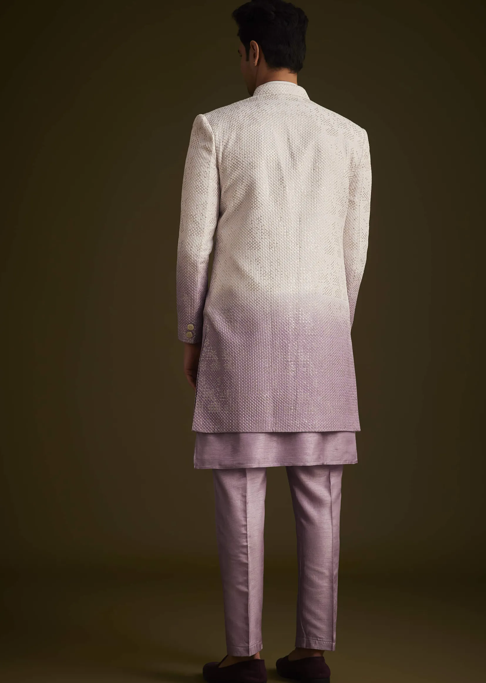 Purple and Lilac Ombre Sherwani With Embroidery