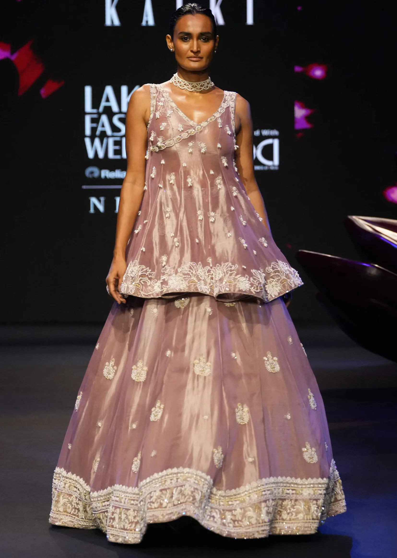 Purple Angrakha Style Embroidered Kurta With Lehenga