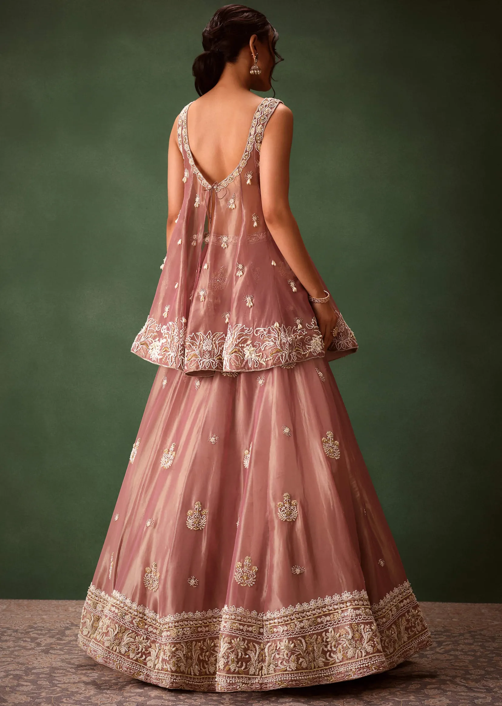 Purple Angrakha Style Embroidered Kurta With Lehenga