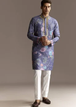 Purple Art Silk Kurta Set