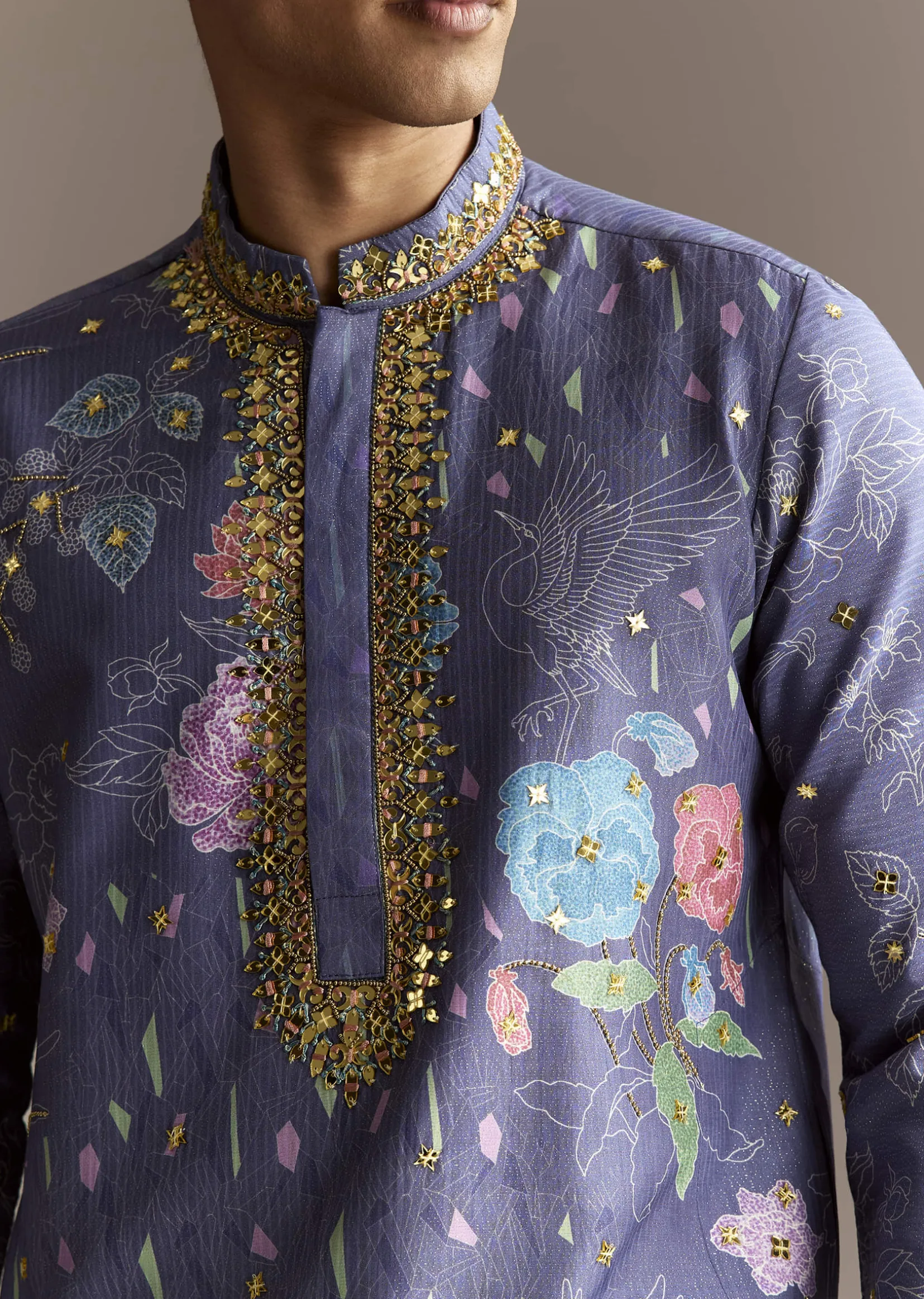 Purple Art Silk Kurta Set