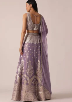 Purple Banarasi Brocade Lehenga Set