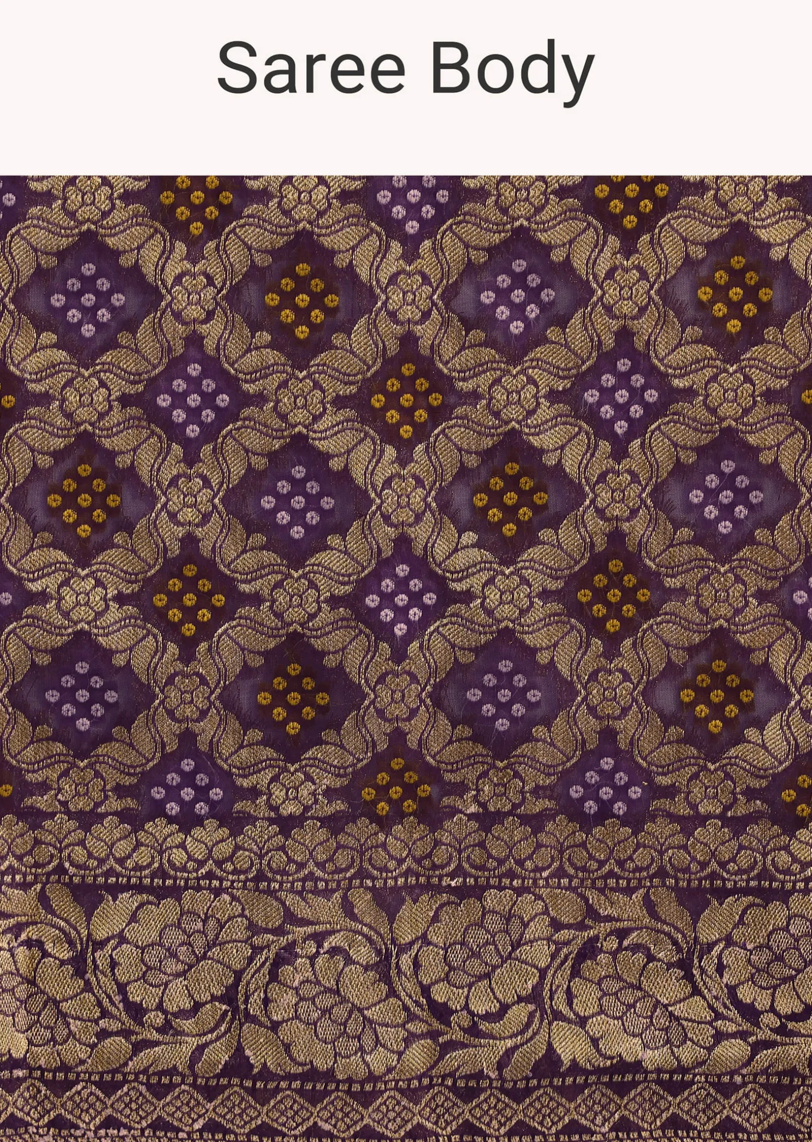 Purple Bandhani Tie Dye Saree With Zari Jaal And Unstitched Blouse