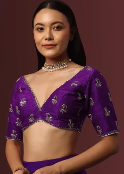 Purple Blouse With Deep V Neckline