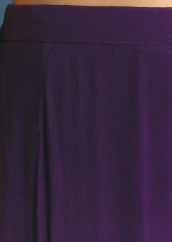 Purple Chinon Embroidered Cape Suit