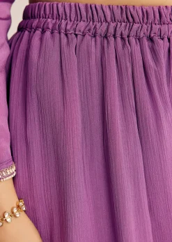 Purple Chinon Zardosi Kurta Palazzo Suit