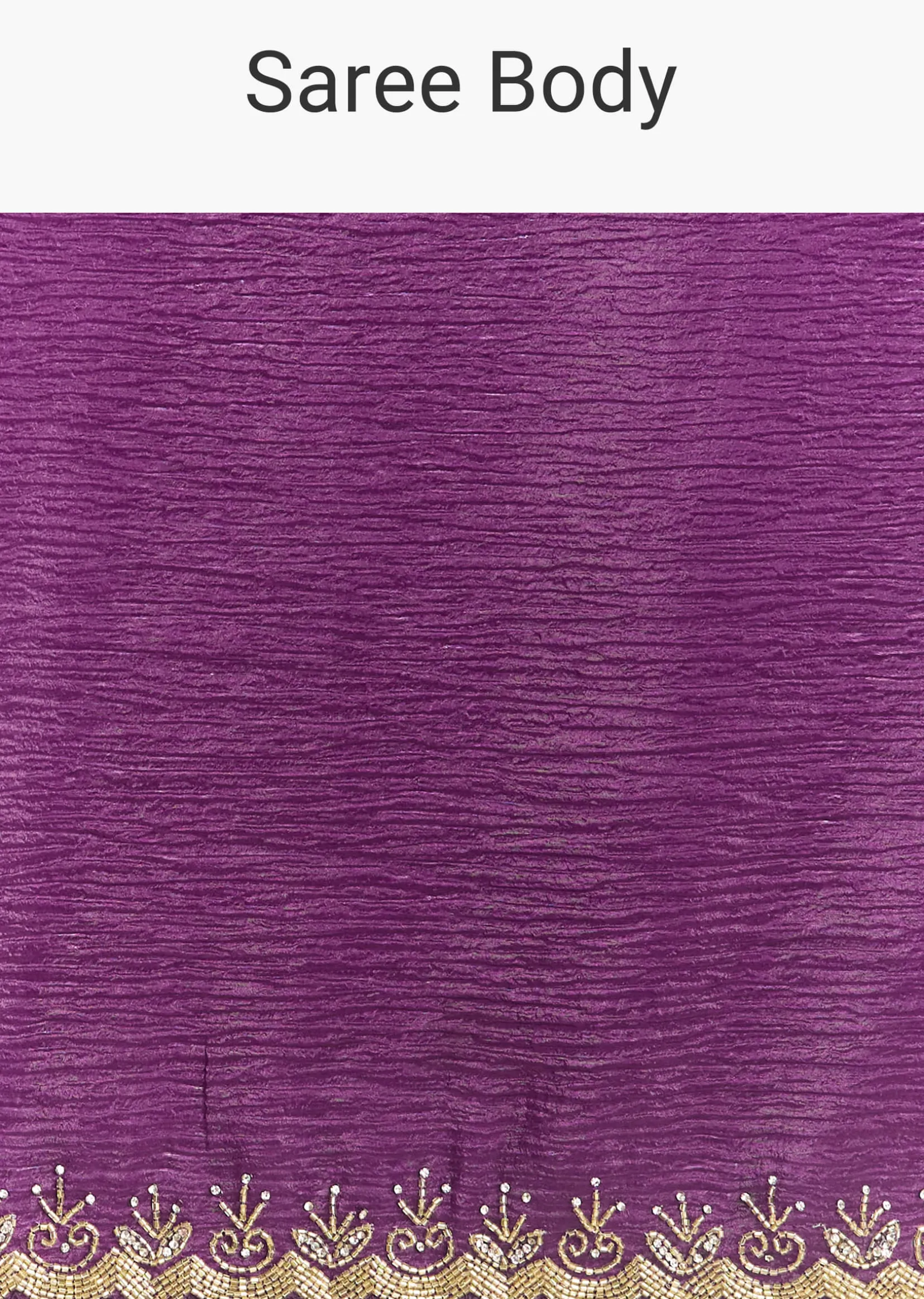Purple Crushed Tissue Saree With Cutdana And Beads Embroidery