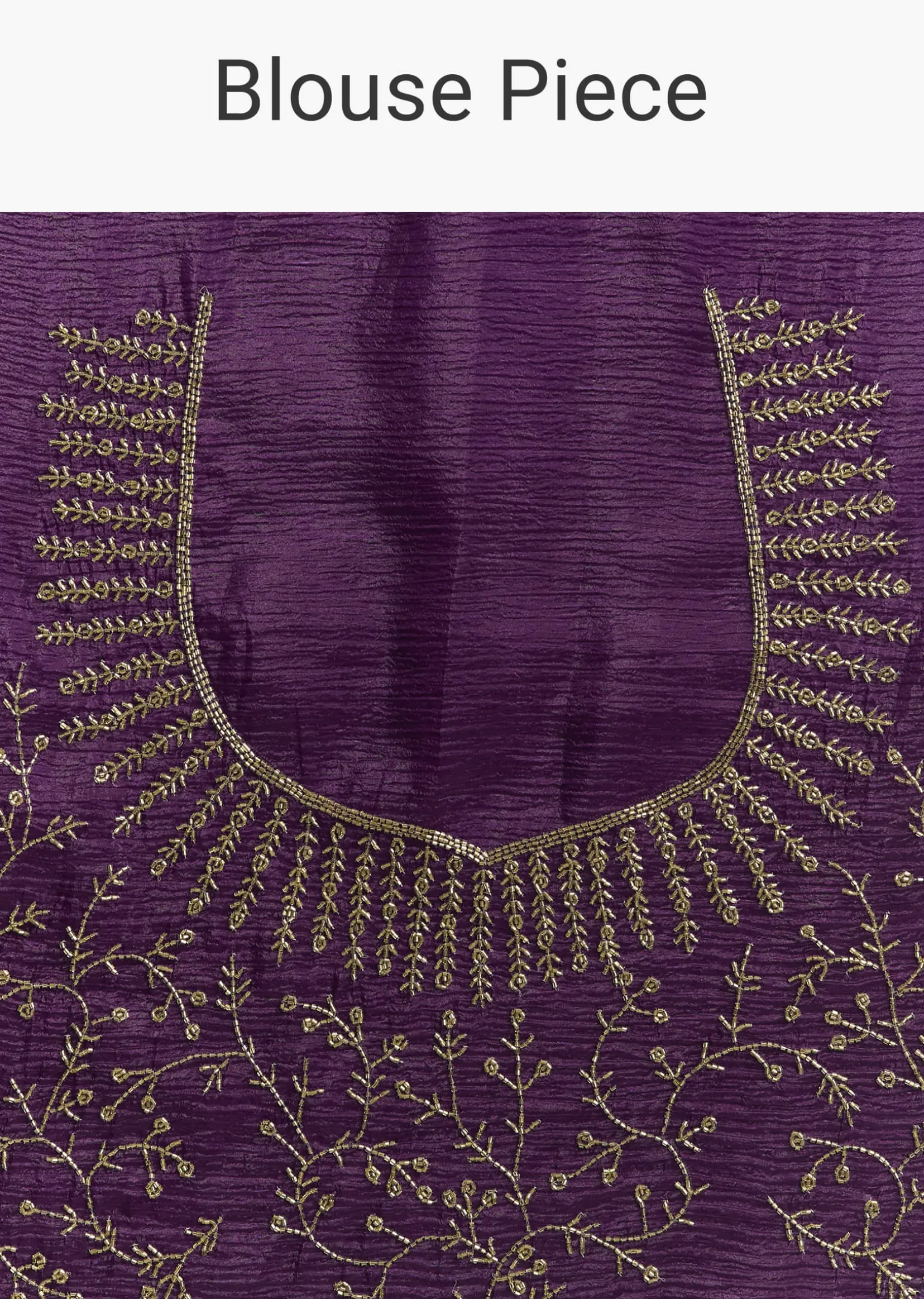 Purple Crushed Tissue Saree With Cutdana And Beads Embroidery