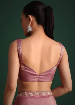 Purple Crushed Tissue Saree With Sequin Embellishments