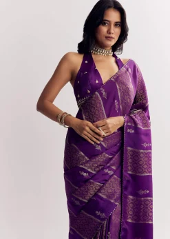 Purple Dola Silk Saree With Gota Patti Woven Motif