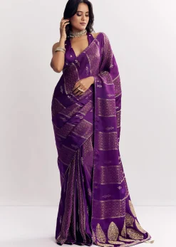 Purple Dola Silk Saree With Gota Patti Woven Motif