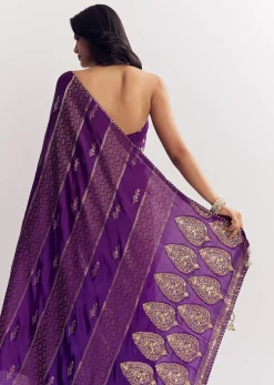 Purple Dola Silk Saree With Gota Patti Woven Motif