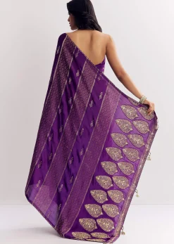 Purple Dola Silk Saree With Gota Patti Woven Motif