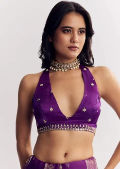Purple Dola Silk Saree With Gota Patti Woven Motif