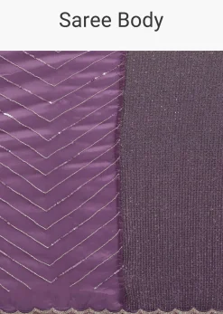 Purple Dual Shaded Half And Half Sequins Saree