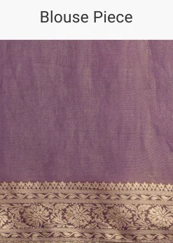Purple Dual Shaded Khaddi Georgette Saree With Zari Brocade Pallu Border