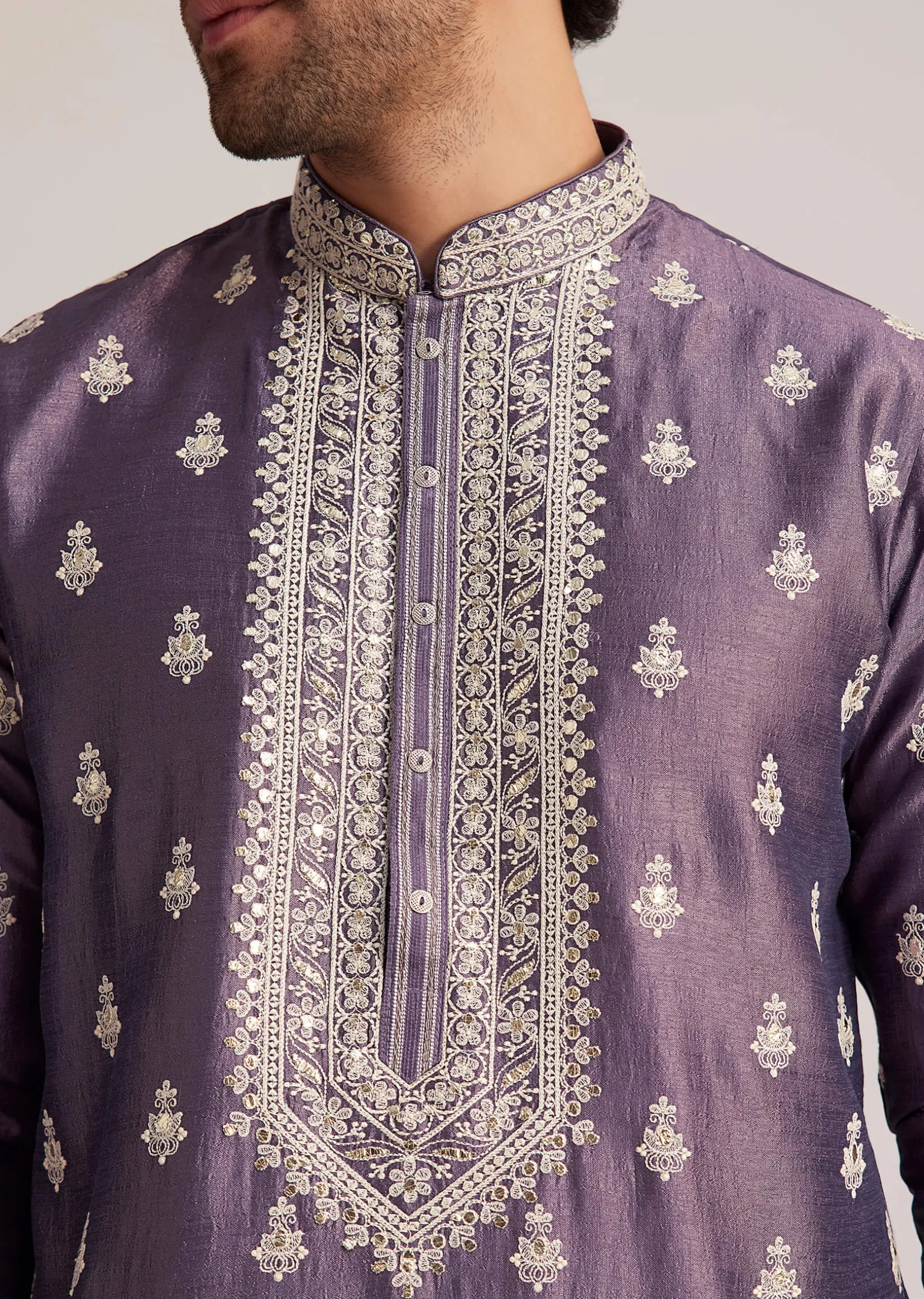 Purple Embroidered Kurta Set
