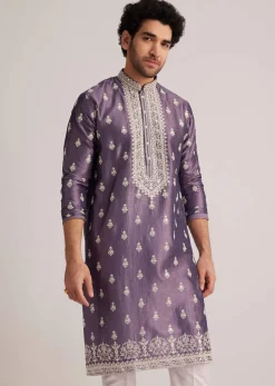 Purple Embroidered Kurta Set