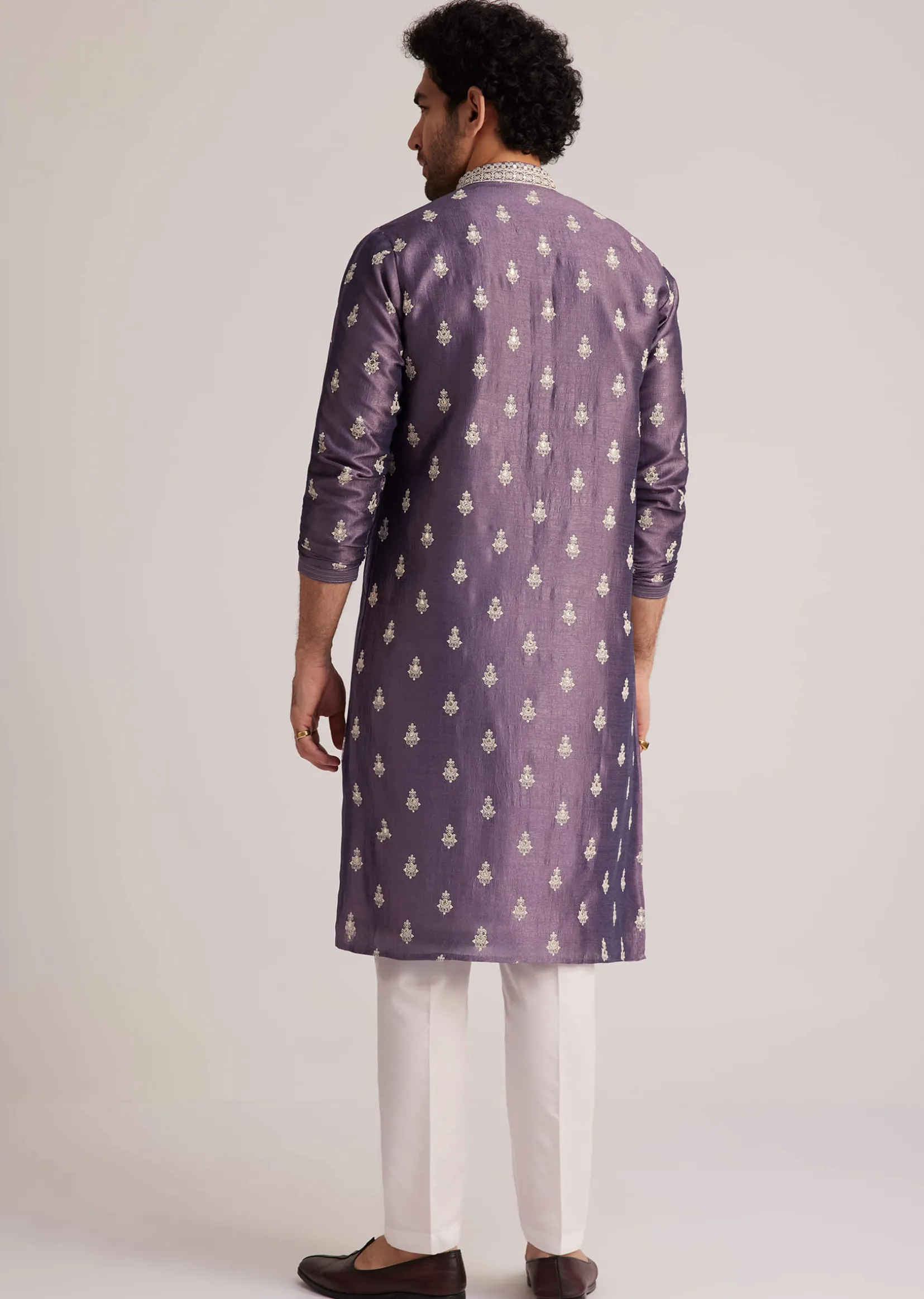 Purple Embroidered Kurta Set