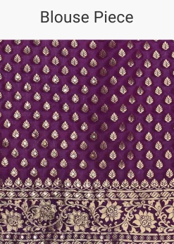 Purple Embroidered Saree With Zardosi And Cutdana Work