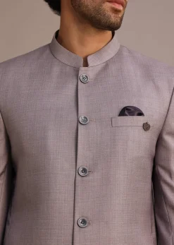 Purple Jodhpuri Set With Pocket Square