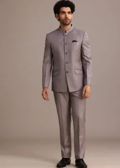 Purple Jodhpuri Set With Pocket Square