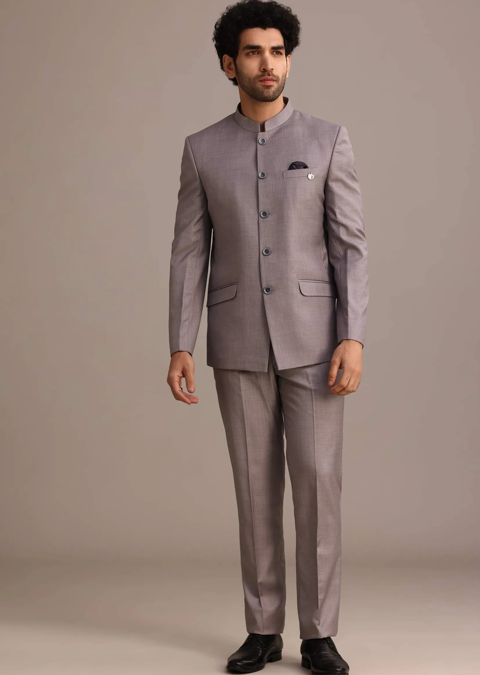 Purple Jodhpuri Set With Pocket Square