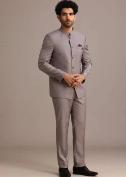Purple Jodhpuri Set With Pocket Square