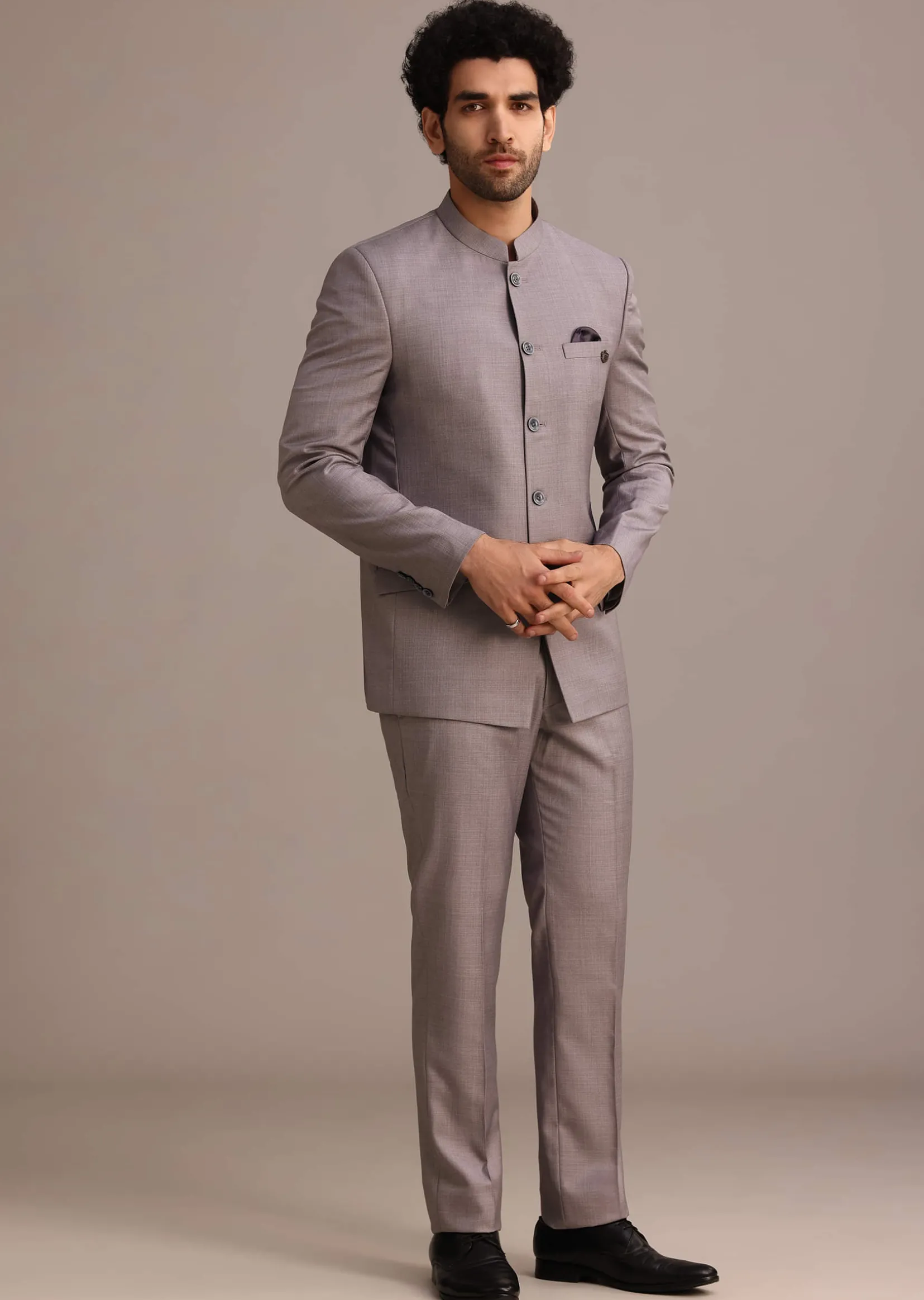 Purple Jodhpuri Set With Pocket Square