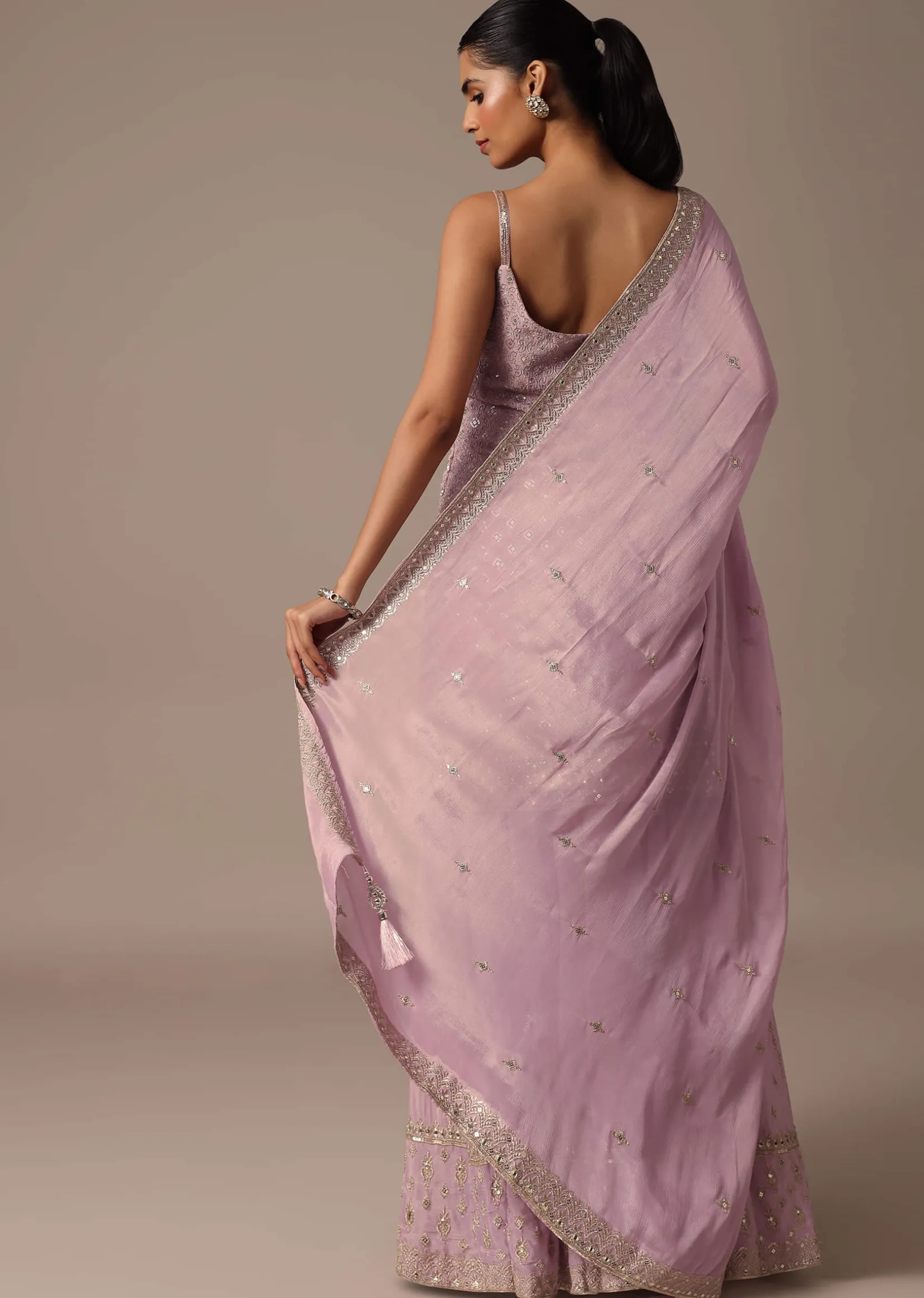 Purple Kurta Palazzo Set With Dupatta In Zari Work