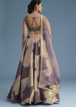 Purple Lurex Glitter Lehenga Set
