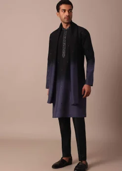 Purple Ombré Kurta Set With Dupatta