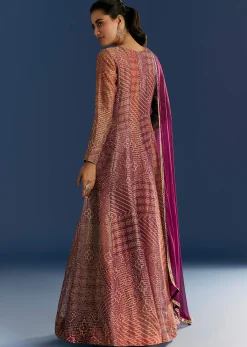 Purple Organza Bandhani Anarkali Suit With Dupatta